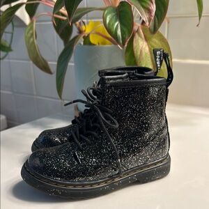 Dr. Martens Glitter Black Combat Boots Toddler sz 9